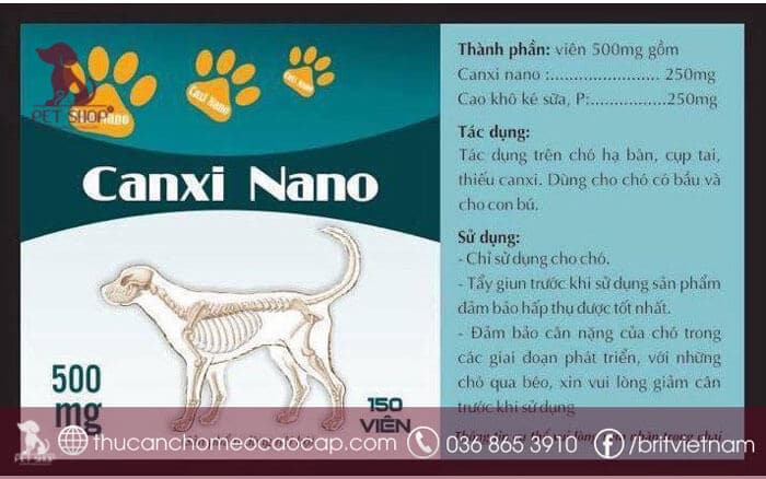 canxi nano cho chó mèo