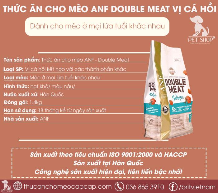 Thành phần chính của thức ăn cho mèo cao cấp vị cá hồi ANF - Double Meat