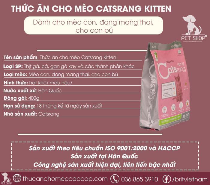 Thành phần Thức ăn cho mèo con Catsrang Kitten