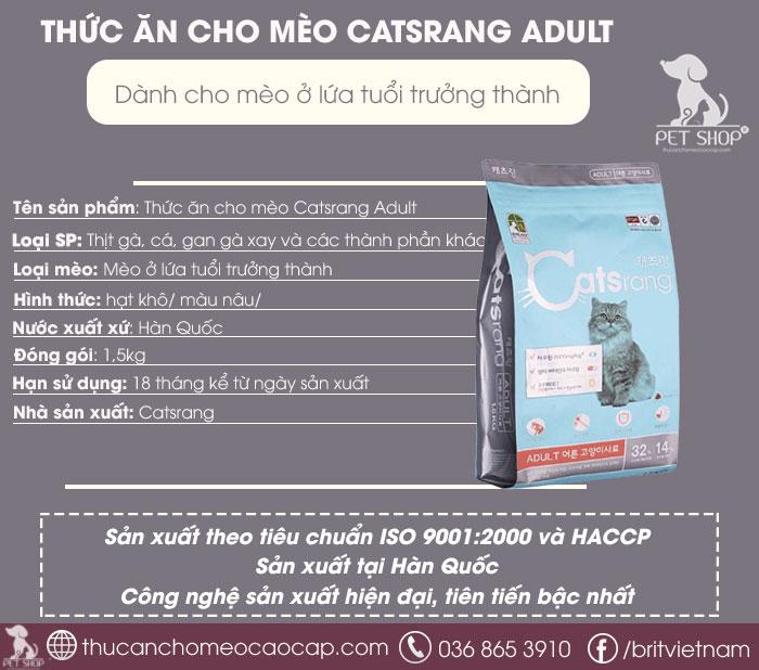 Thành phần thức ăn cho mèo trưởng thành Catsrang