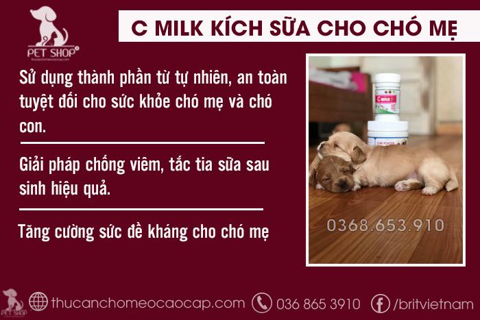 Tác dụng của Cmilk kích thích tăng sữa cho chó