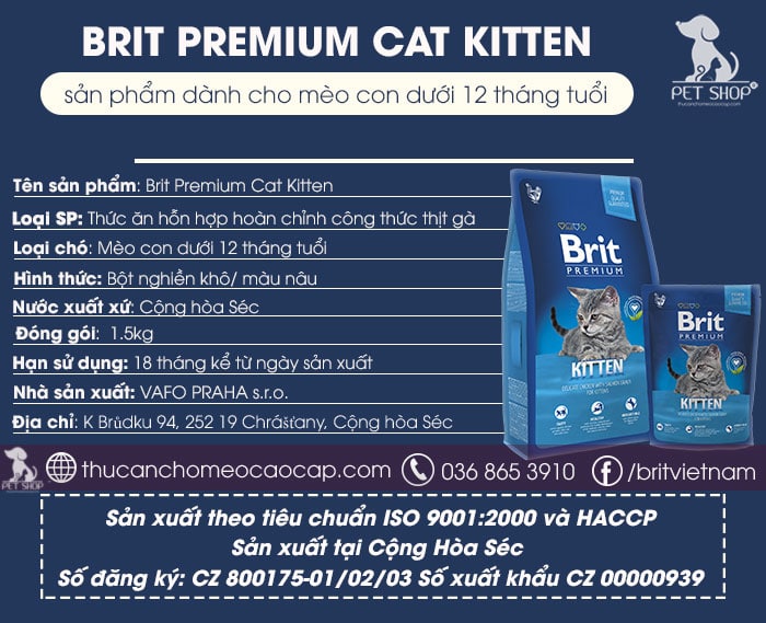 Thức Ăn Cho Mèo Brit Premium Cat Kitten