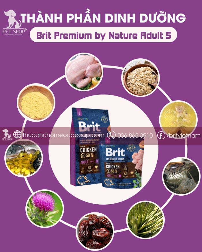 Thành phần dinh dưỡng Brit Premium by Nature Adult S