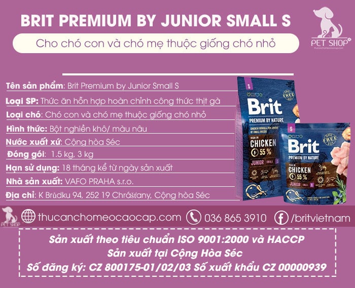 Mô tả Brit Premium by Nature Junior S